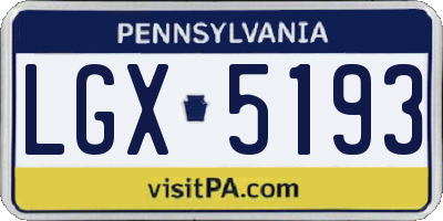 PA license plate LGX5193