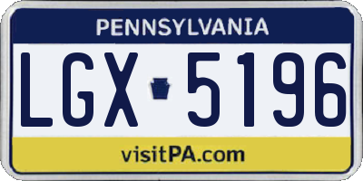 PA license plate LGX5196