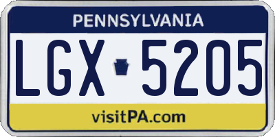 PA license plate LGX5205