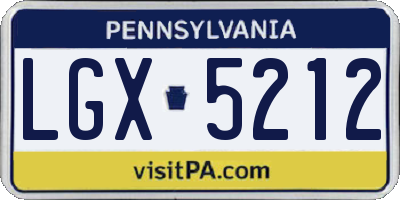 PA license plate LGX5212