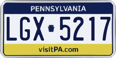 PA license plate LGX5217