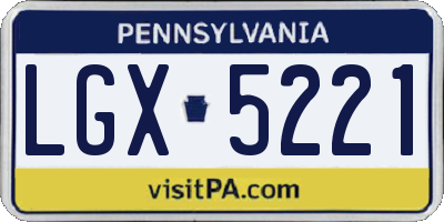PA license plate LGX5221