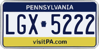 PA license plate LGX5222