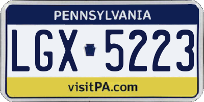 PA license plate LGX5223