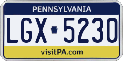 PA license plate LGX5230