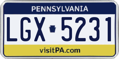 PA license plate LGX5231
