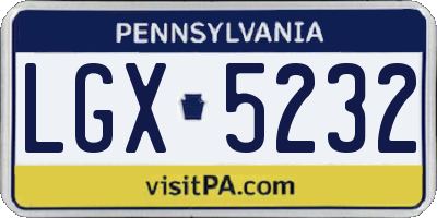 PA license plate LGX5232