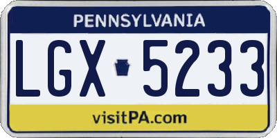 PA license plate LGX5233