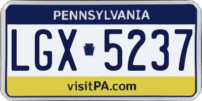 PA license plate LGX5237