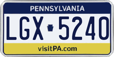 PA license plate LGX5240