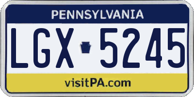 PA license plate LGX5245