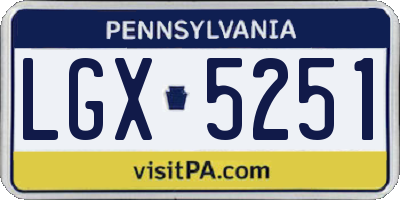 PA license plate LGX5251