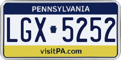 PA license plate LGX5252