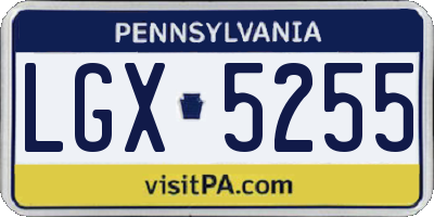 PA license plate LGX5255
