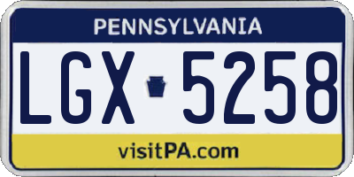 PA license plate LGX5258