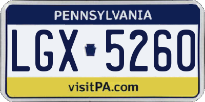 PA license plate LGX5260