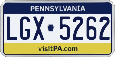 PA license plate LGX5262