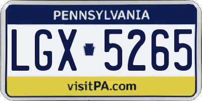 PA license plate LGX5265