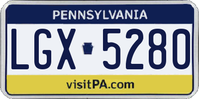 PA license plate LGX5280