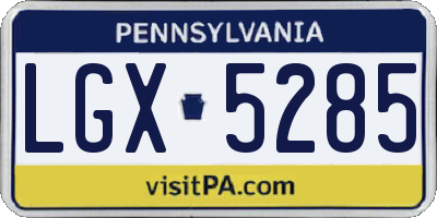 PA license plate LGX5285