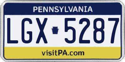 PA license plate LGX5287