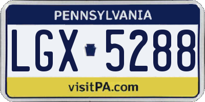 PA license plate LGX5288