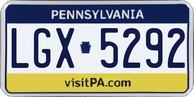 PA license plate LGX5292
