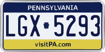 PA license plate LGX5293
