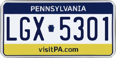 PA license plate LGX5301