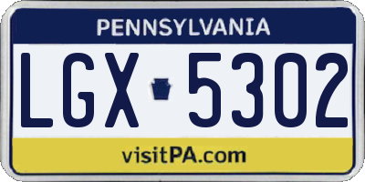 PA license plate LGX5302