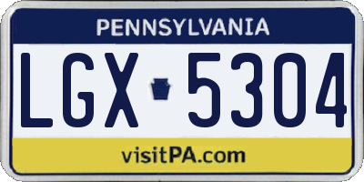 PA license plate LGX5304