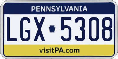PA license plate LGX5308