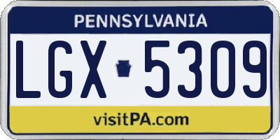PA license plate LGX5309