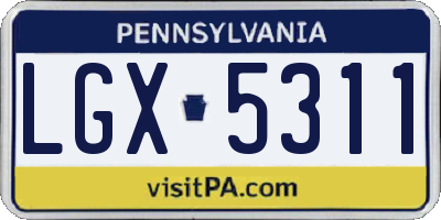 PA license plate LGX5311