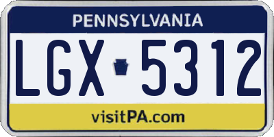 PA license plate LGX5312
