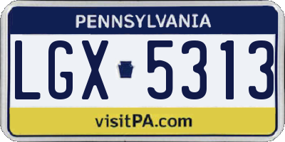 PA license plate LGX5313
