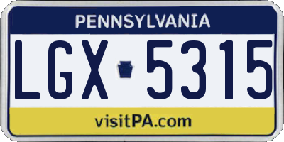 PA license plate LGX5315