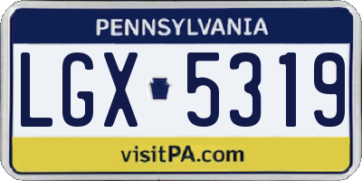 PA license plate LGX5319