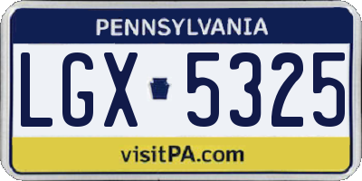 PA license plate LGX5325