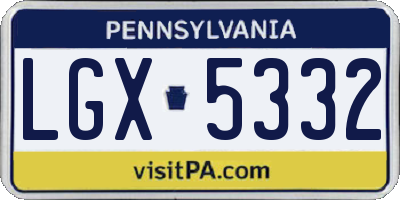 PA license plate LGX5332