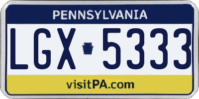 PA license plate LGX5333