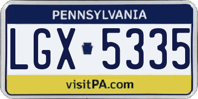 PA license plate LGX5335