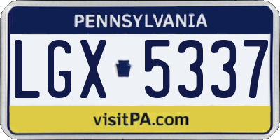 PA license plate LGX5337