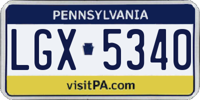 PA license plate LGX5340