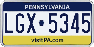 PA license plate LGX5345
