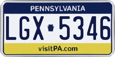 PA license plate LGX5346