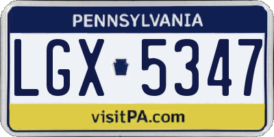 PA license plate LGX5347