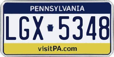 PA license plate LGX5348