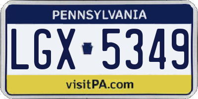 PA license plate LGX5349