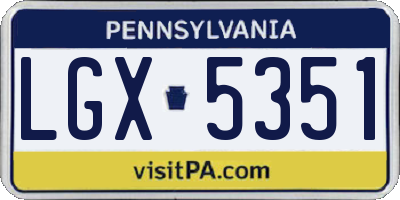 PA license plate LGX5351
